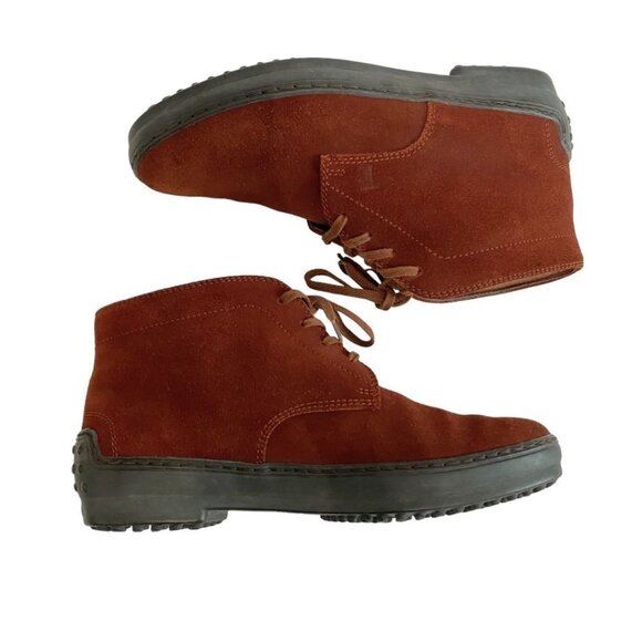 NWOT TOD'S WOMEN'S TEL QUEL RUST BROWN SUEDE LACE UP BOOTIES - 7,5 - Picture 4 of 7